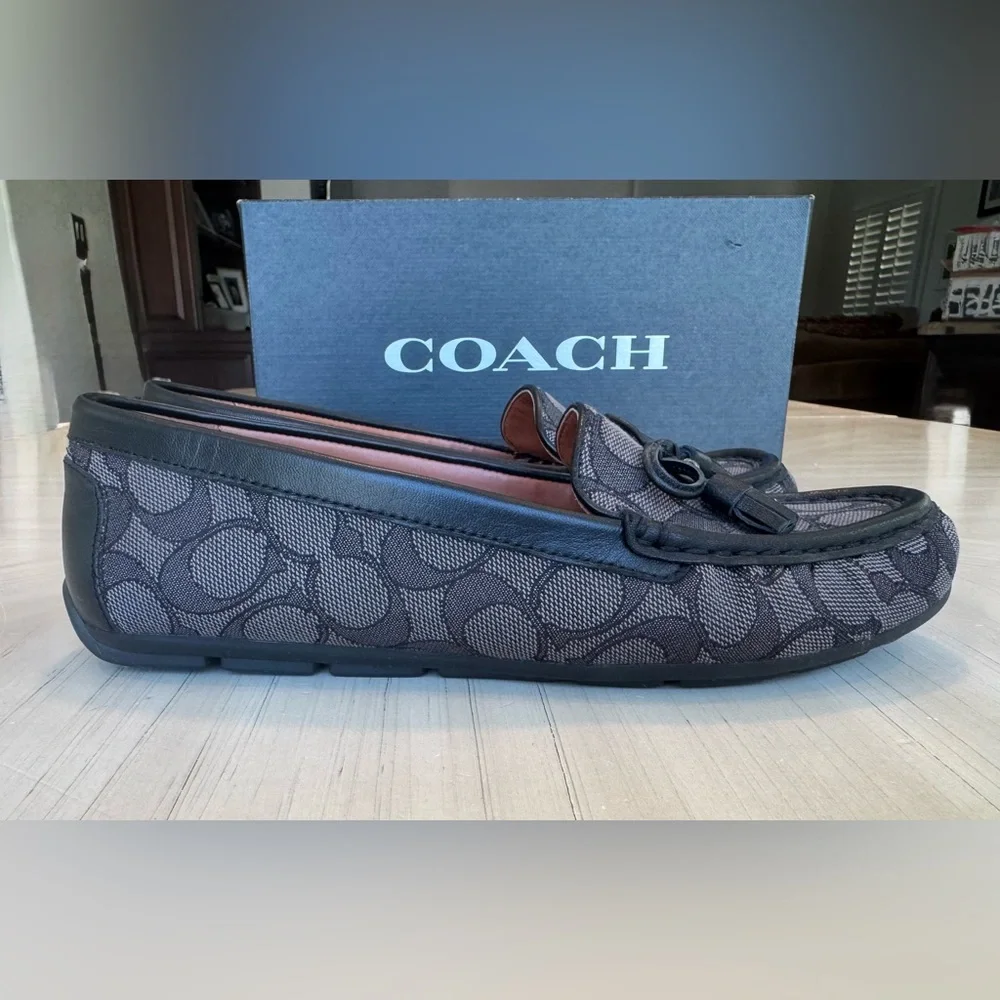 🔥HP🔥 COACH Moira Signature Jacquard Loafers Black/Coal - Size 7.5